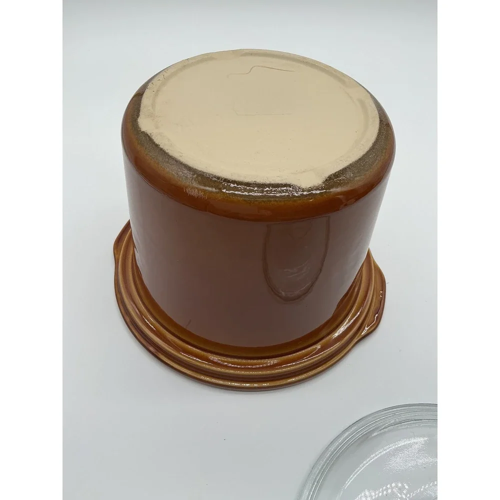 Unbranded Slow Cooker Replacement Crock Medium Brown Excellent Vintage Stoneware